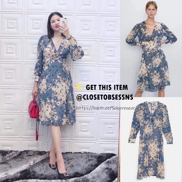 ZARA Floral Print Dress - Picture 9 of 16